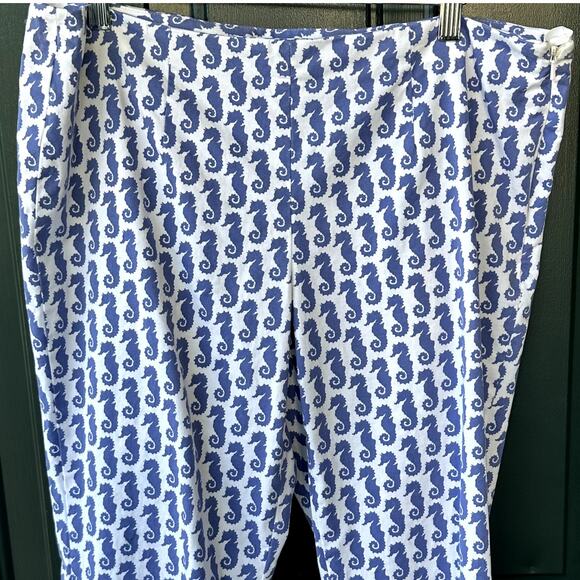 Brooks Brothers Natalie Fit Pants RARE Seahorse Print Sz 12 Preppy Nautical - Picture 1 of 7